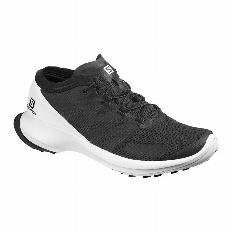 Salomon Israel SENSE FLOW - Mens Trail Running Shoes - Black/White (YVTJ-20491)